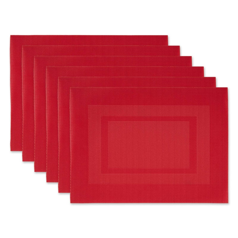 DII PVC Tabletop Collection Woven Indoor/Outdoor, Placemat Set, 13x17.25, Tango Red, 6 Piece - Image 1